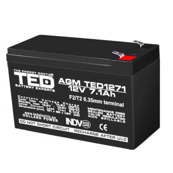 Acumulator pentru masinute electrice 12V/7.1Ah AGM VRLA F2, TED1271