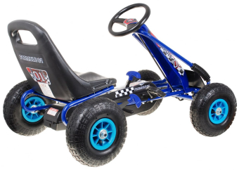 Kart cu pedale pentru copii A15, roti gonflabile, Albastru