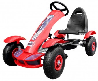 Kart cu pedale pentru copii (F618) cu roti gonflabile, Rosu