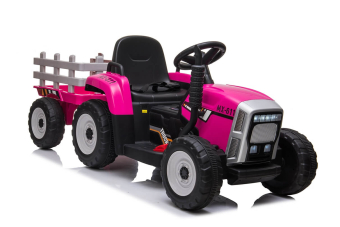 Tractor electric pentru copii cu remorca BLOW TRUCK, roti EVA (MX-611) Roz